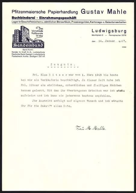 Mahle, Gustav Buchbinderei Ludwigsburg Ludwigsburg .